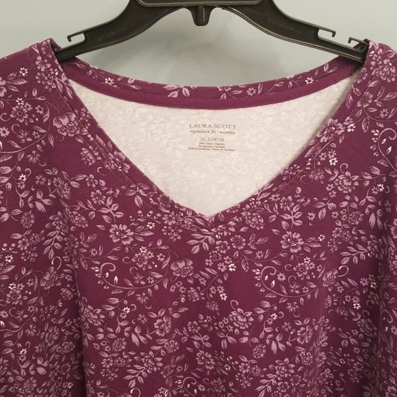 Laura Scott Purple & White 3/4 Length Sleeve Top - Picture 3 of 8